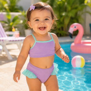 Conjunto Top Praia Infantil Lilás UV 50+ TM1