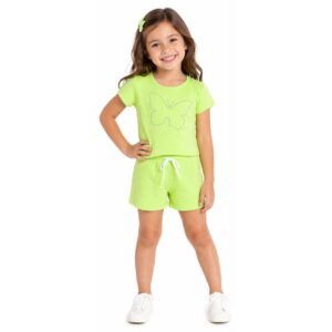 Conjunto Infantil Feminino Ribana Canelada Verde TM6