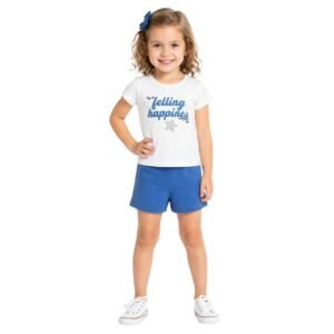 Conjunto Infantil Feminino Cotton Good Jeans e Off White  TM4