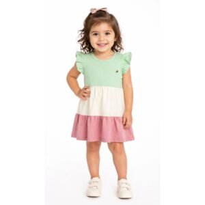 Vestido Infantil Três Marias Verde 100% Algodão TM8